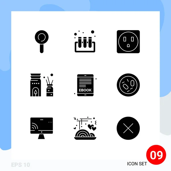 Creative Icons Modern Jelek Szimbólumok Egészség Biológia Égő Baktérium Elektronikus — Stock Vector