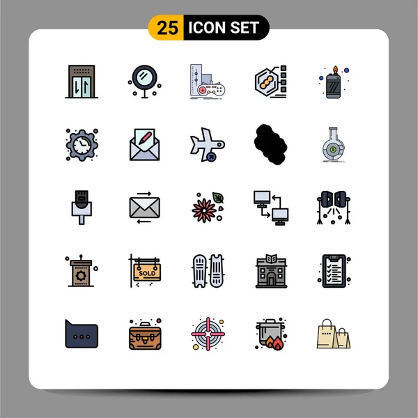 Conjunto Icones Modernos Símbolos Sinais Para Fogo Forma Gamepad Exame —  Vetores de Stock