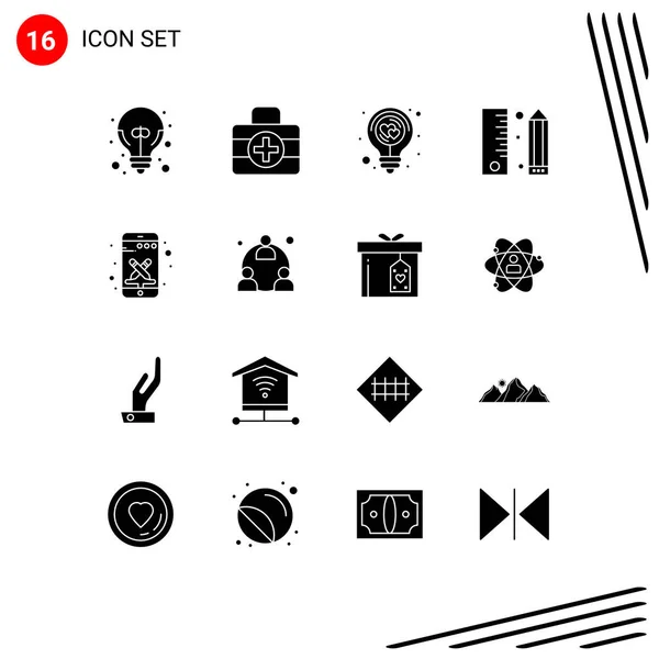 Universal Icon Symbols Group Modern Solid Glyphen Design Bleistift Energie — Stockvektor