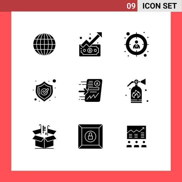 Creative Icons Modern Signs Sysymbols Chart Report Search Send Shopping — Archivo Imágenes Vectoriales