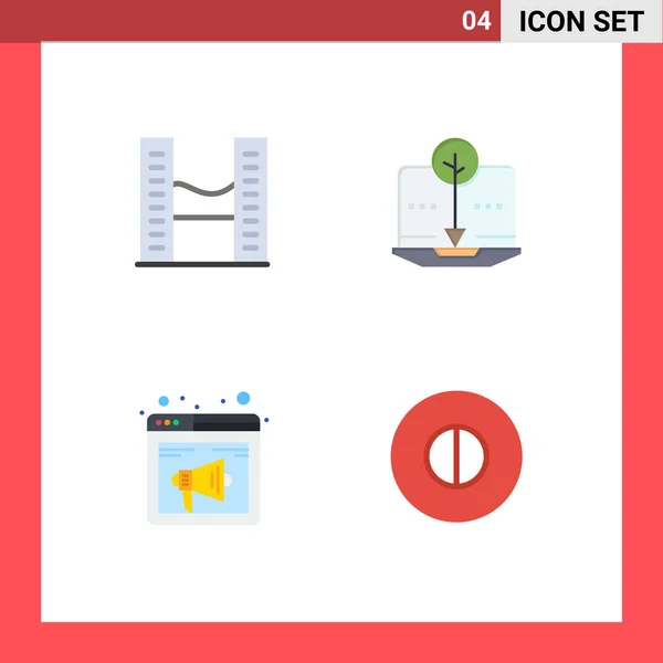 Mobile Interface Flat Icon Set Pictograms Buildings Internet Twin Towers — Vector de stock
