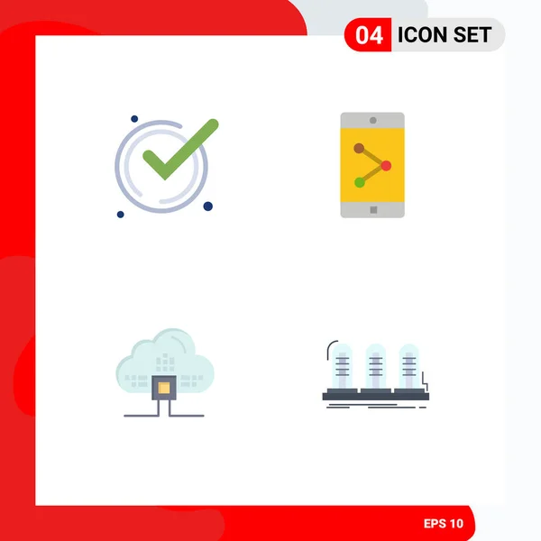 Flat Icon Pack Mit Universellen Symbolen Für Akzeptieren Cloud Quitten — Stockvektor