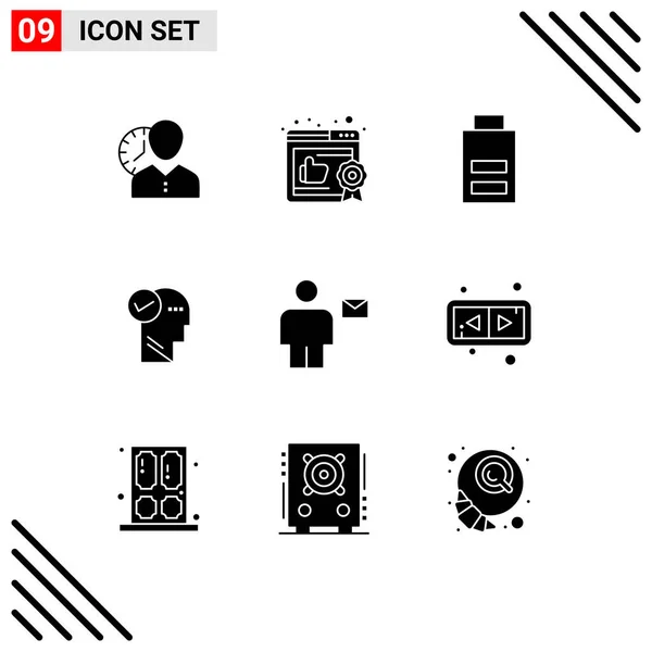Conjunto Icones Modernos Símbolos Sinais Para Solução Mente Negócio Usuário — Vetor de Stock
