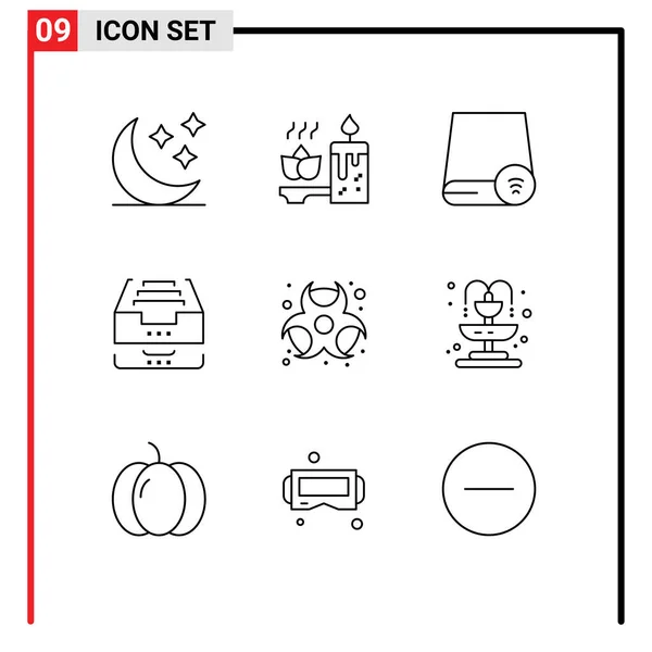Conjunto Icones Modernos Símbolos Sinais Para Arquivos Dados Computadores Caixa — Vetor de Stock