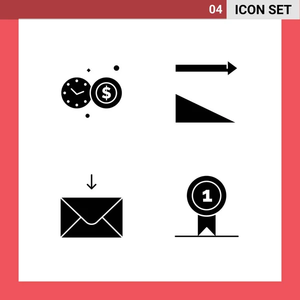 Set Modern Icons Sysymbols Signs Clock Prize Descending Mail Editable — Archivo Imágenes Vectoriales