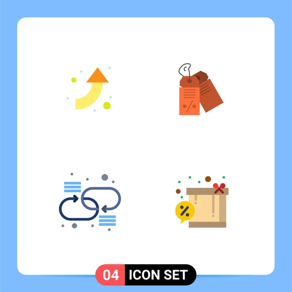 Set Commercial Flat Icons Pack Arrow Link Label Sale Box — Stock Vector