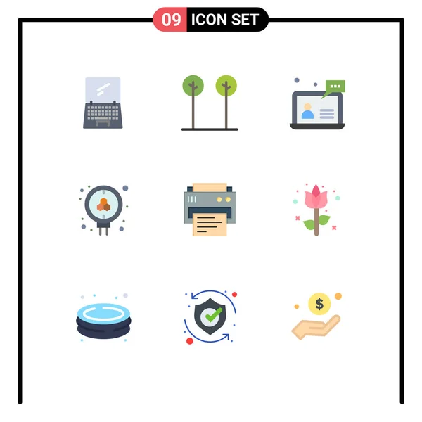 Pictogramme Ensemble Couleurs Plates Simples Recherche Molécule Plante Atome Client — Image vectorielle