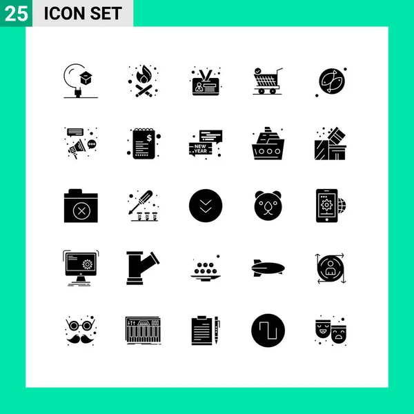 Pictogram Set Simple Solid Glyphs Meet Camped Employee Cart Retail — 스톡 벡터