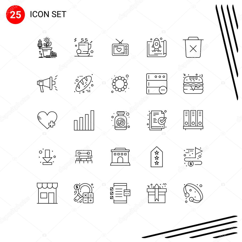 Group of 25 Modern Lines Set for promote, startup, business, launch, movie Editable Vector Design Elements