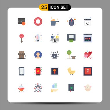 Fare, bilgisayar, güvenlik, ev idaresi, deterjan Düzenleyici Vector Design Elementleri gibi 25 Düz Renk ve sembolden oluşan modern küme