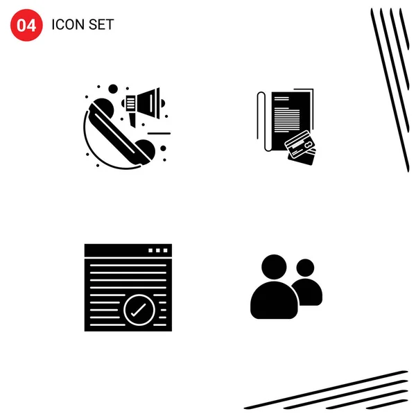 User Interface Pack Van Basic Solid Glyphs Van Aankondiging Internet — Stockvector