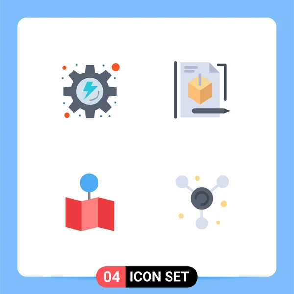 Flat Icon Pack Simboli Universali Energia Puntatore File Tecnologia Atomo — Vettoriale Stock