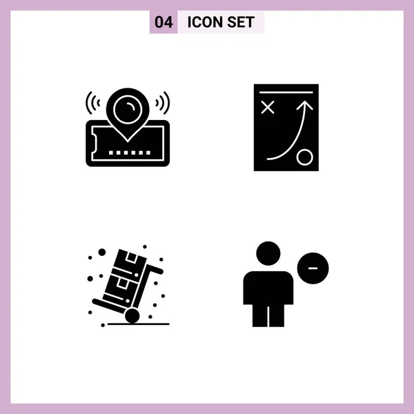 Set Modern Icons Sysymbols Signs Map Tactic Ticket Office Sale — Archivo Imágenes Vectoriales