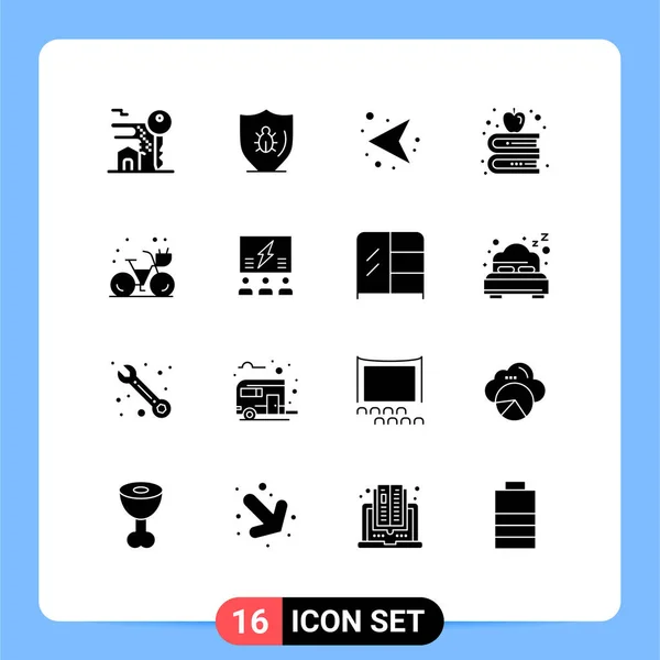 Universal Icon Simboli Gruppo Moderni Glyphs Solidi Ciclo Istruzione Scudo — Vettoriale Stock