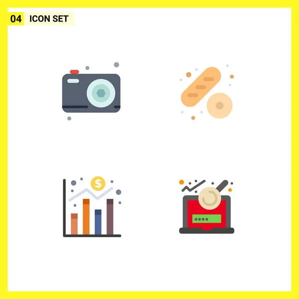 Flat Icon Concept Websites Mobile Apps Dad Graph Camera Food — Stock Vector