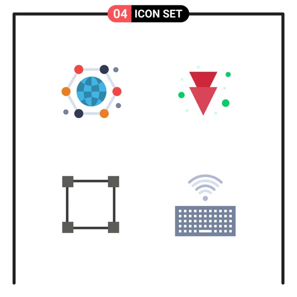 Set Vector Flat Icons Grid Communication Points Internet Hardware Editable — Vector de stock