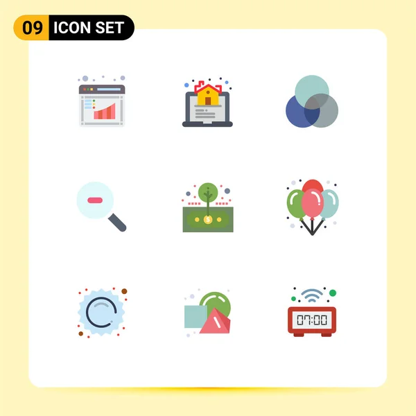 Modern Set Flat Colors Pictograph Return Finance Circles Asset Research — Vector de stock