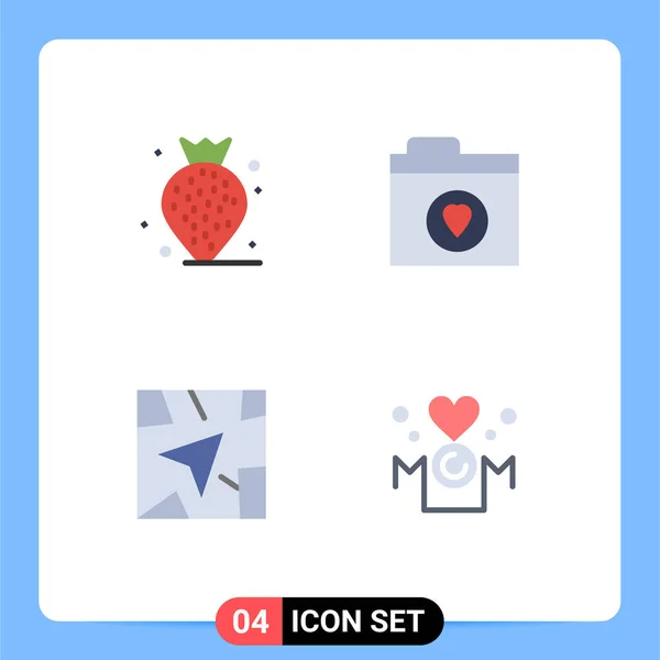 Group Modern Flat Icons Set Berry Mom Favorite Gps Inscription — Stock Vector