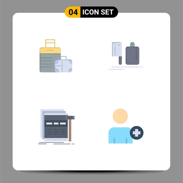 Pictograma Conjunto Simple Flat Iconos Equipaje Internet Hotel Chef Web — Vector de stock