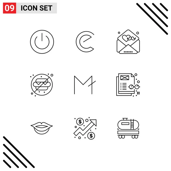 Universal Icon Symbols Group Modern Outlines Moon Coin Water Crypto — Stock Vector