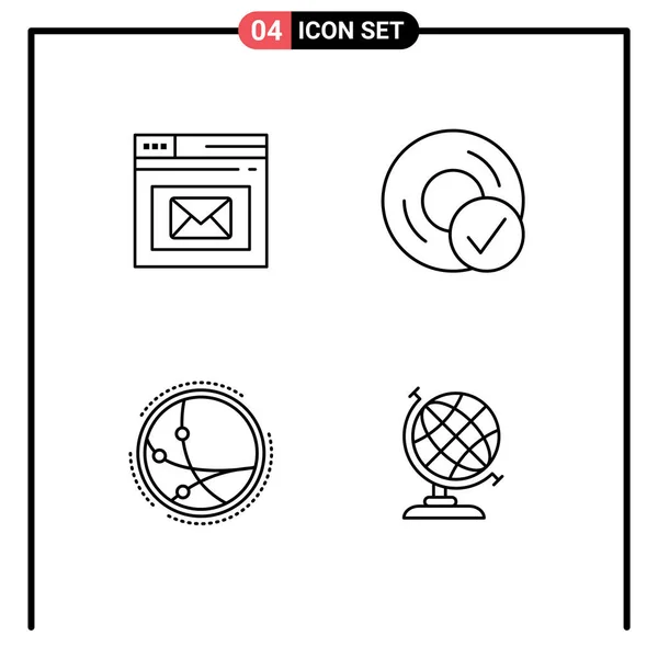 Set Modern Icons Sysymbols Signs Browser Gadget Page Connected Communication — Vector de stock