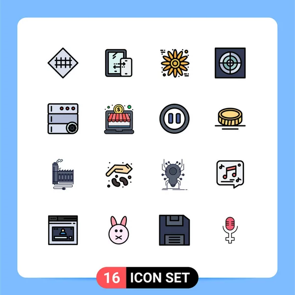 Conjunto Icones Modernos Símbolos Sinais Para Servidor Controle Tecnologia Ventilador — Vetor de Stock
