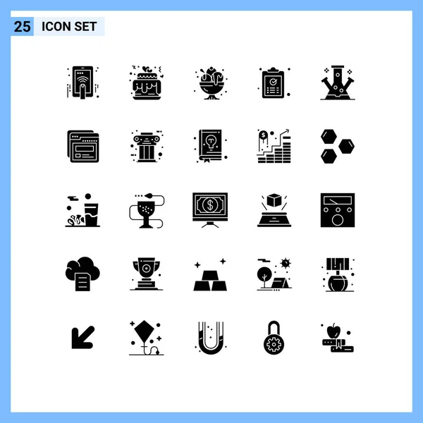 Conjunto Universal Glifos Sólidos Para Aplicaciones Web Móviles Tareas Birthday — Archivo Imágenes Vectoriales