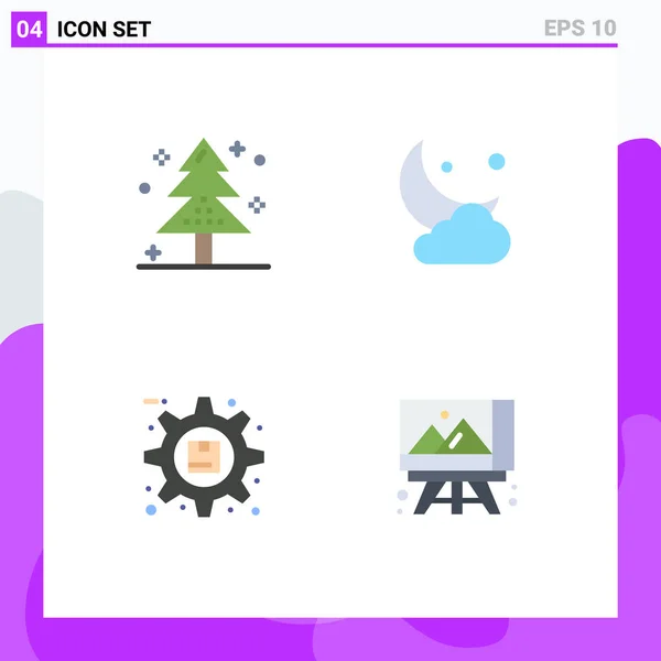 Set Vector Flat Icons Grid Celebration New Holiday Cresent Optimization — Archivo Imágenes Vectoriales