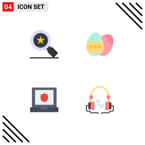 Set Commercial Flat Icons Pack Achievements Shield Easter Egg Holidays — Stock Vector