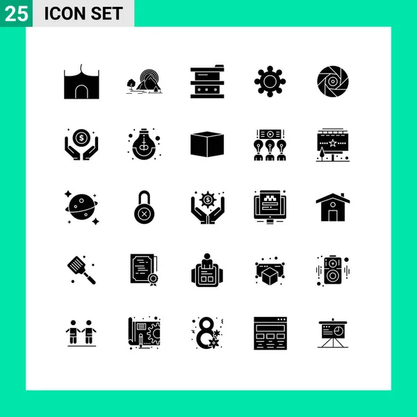 Set Vector Solid Glyphs Grid Cogs Gear Nature Laboratory Chemical — Archivo Imágenes Vectoriales