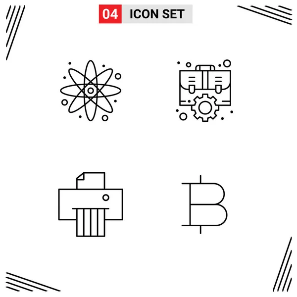 Conjunto Ícones Modernos Símbolos Sinais Para Átomo Papel Caso Configuração — Vetor de Stock