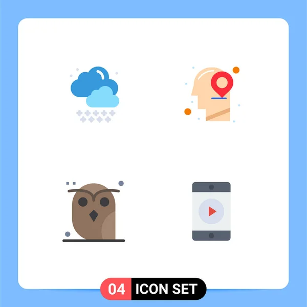 Creative Icons Modern Signs Sysymbols Cloud Night Head Mind Study — Vector de stock
