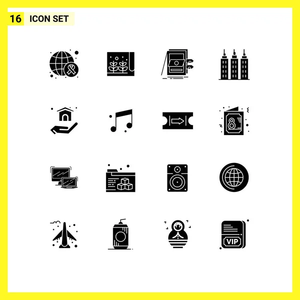 Creative Icons Современные Знаки Символы Дома Башни Дома Строительства Файлов — стоковый вектор