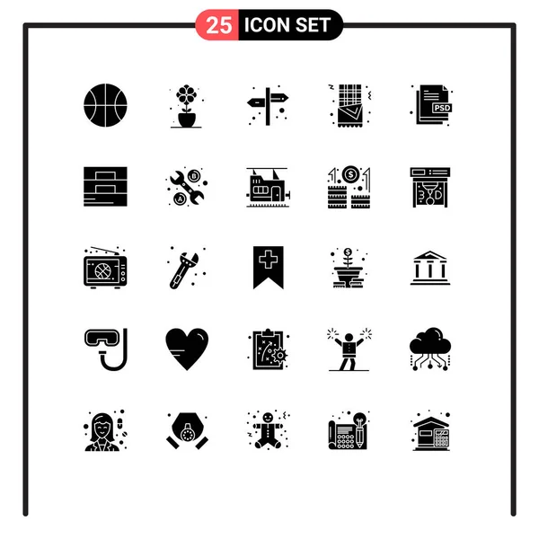 Set Modern Icons Sysymbols Signs File Type Document Navigation Design — Archivo Imágenes Vectoriales