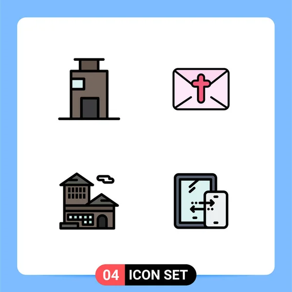 Pictogram Set Van Simple Filledline Flat Colors Apartment Bank City — Stockvector