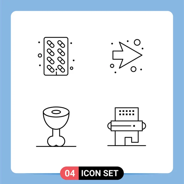 Vector Stock Icon Pack Líneas Señales Símbolos Para Cápsula Carne — Vector de stock