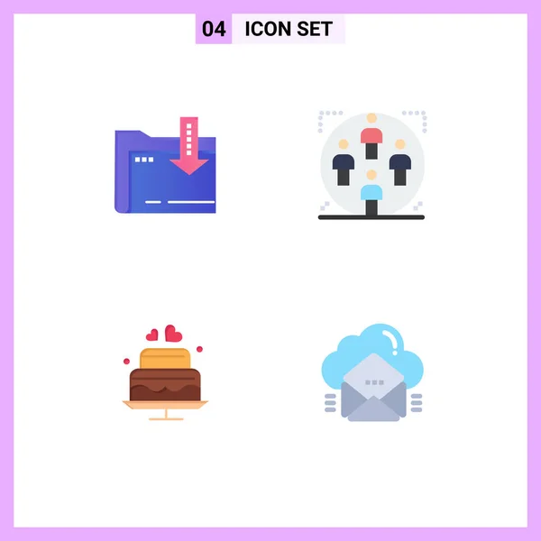 Stock Vector Icon Pack Line Signs Symbols Folder Cake Arrow — Stock Vector