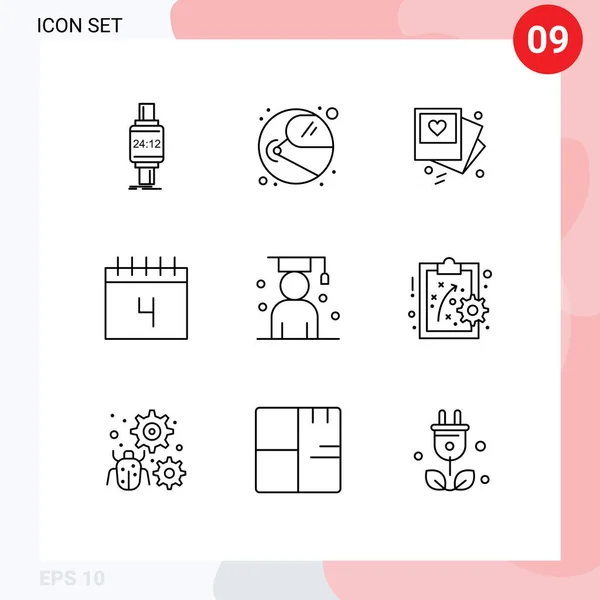Pack Modern Outlines Signs Symbols Web Print Media Avatar Schedule — Stock Vector