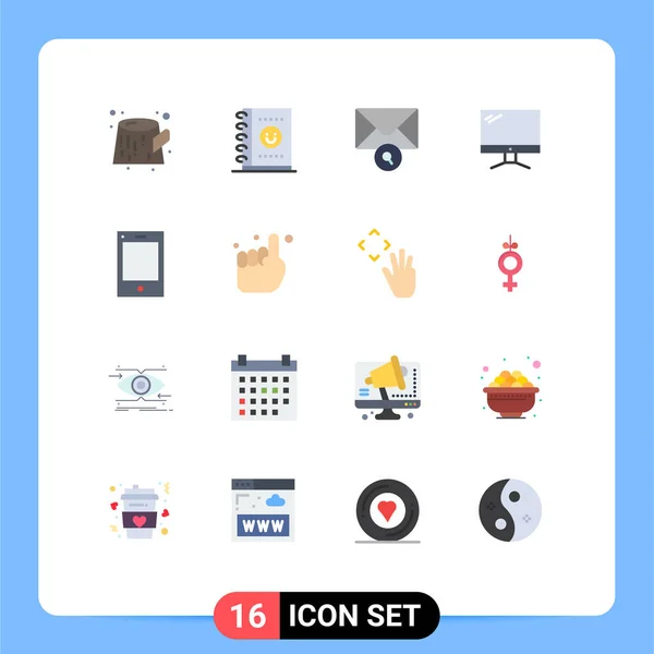 Pictogram Set Simple Flat Colors Tablet Ipad Search Devices Imac — Stockový vektor