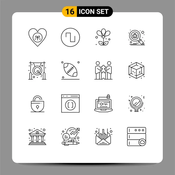 Mobile Interface Outline Set Pictograms Bell Protect Flower Search Bug — Vector de stock