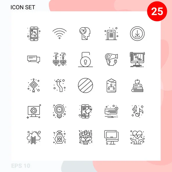 Pictogram Set Van Eenvoudige Regels Pincode Mobiel Activiteit Code Snelheid — Stockvector