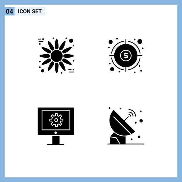 Icône Vectorielle Stock Paquet Signes Symboles Ligne Pour Fleur Assistance — Image vectorielle