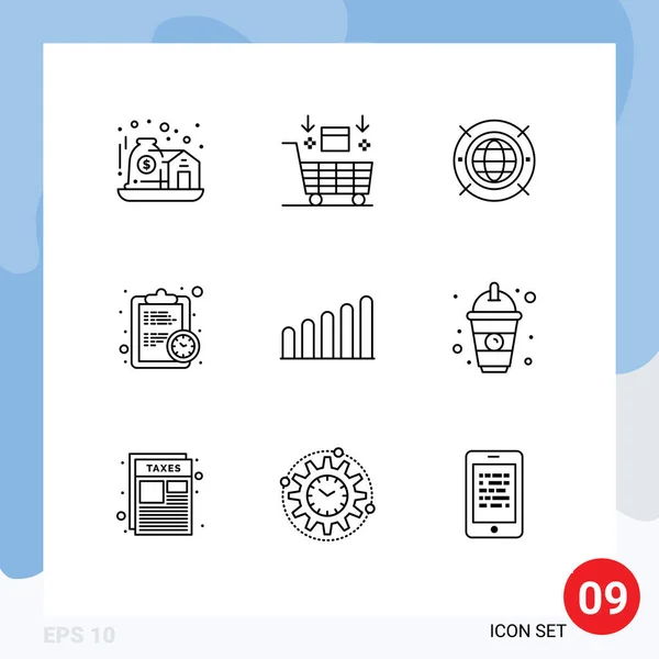 Stock Vector Icon Pack Líneas Signos Símbolos Para Conexión Eficiencia — Vector de stock