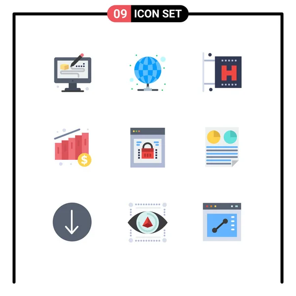 Universal Icon Symbols Group Modern Flat Colors Web Lock Page — Stockvektor