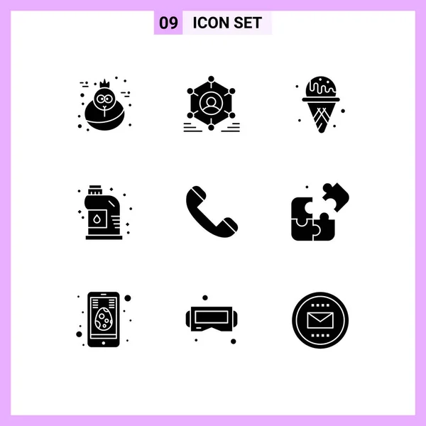 Pack Modern Solid Glyphs Signs Symbols Web Print Media Phone — Stock Vector