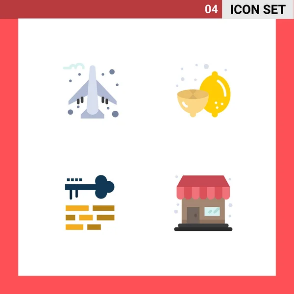 Vector Stock Icon Pack Líneas Símbolos Para Aviones Diseño Limón — Vector de stock