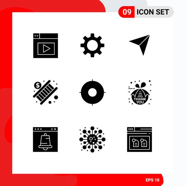 Universal Icon Symbols Group Modern Solid Glyphs Target Military Marker — Vetor de Stock