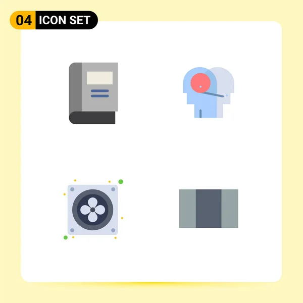 User Interface Pack Basic Flat Icons Book Fan Read Hearing — Stock Vector