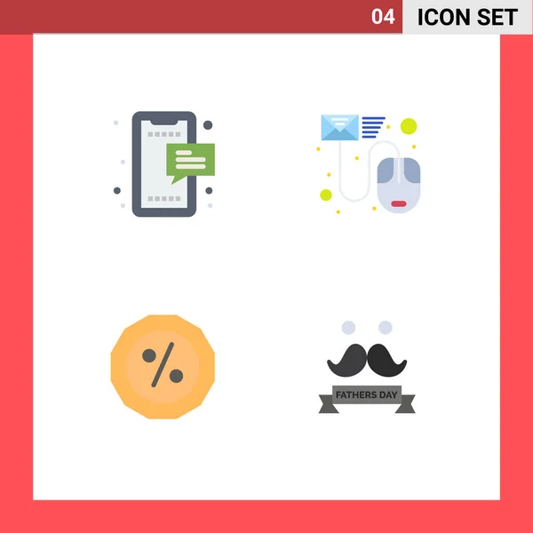 Modern Set Flat Icons Pictograph Sms Mail Mobil Mail Pénz — Stock Vector