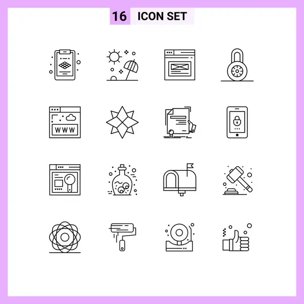 Creative Icons Modern Signs Symbols Website Communications Page Protection Lock — Stock Vector